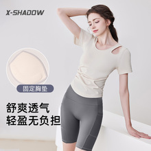 瑜伽服套装女2025新款夏运动上衣专业普拉提训练健身跑步短袖T恤