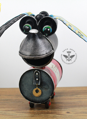 铁艺 红色铁皮机器狗模型兵人手办 酒吧咖啡店餐厅家居装饰摆件