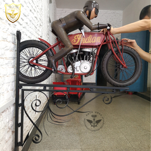 饰 咖啡店主题餐厅墙面装 纯手工铁艺 印第安摩托车模型门头招牌