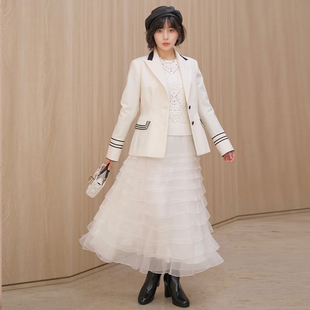 dzzit地素半身裙2025夏季新款层叠荷叶边设计感蕾丝蛋糕裙子女