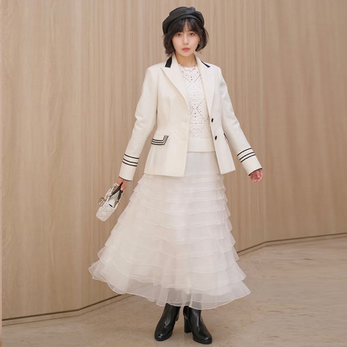 dzzit地素半身裙2025夏季新款层叠荷叶边设计感蕾丝蛋糕裙子女