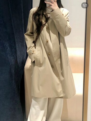 明星同款卡姆登单排扣轻便风衣宽松版经典休闲女外套女装中长款