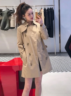 卡其色高级感风衣女2026春秋新款时尚韩版中长款小个子英伦风外套