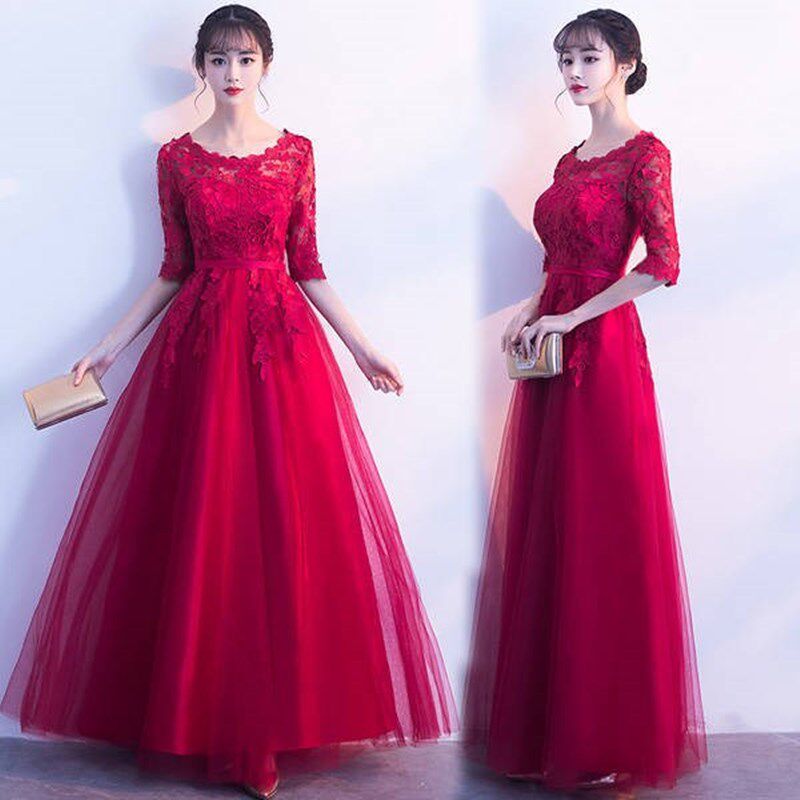 2020 Wedding dress bride Toast clothing Claret Mid length version marry full dress Engagement Back door Tuxedoin the Women's clothing/Boutique , Wedding/Cheongsam/Formal dress , Formal dress/Evening  category - from Buy2taobao.com to provide professional Taobao agent buy service