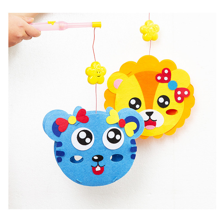 中秋节儿童灯笼diy不织布手提灯笼幼儿园元旦手工diy粘贴材料包