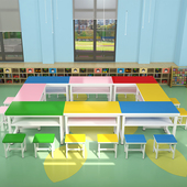 幼儿园桌b椅美术桌绘画桌小学生儿童书法练字画室桌子培训班学习