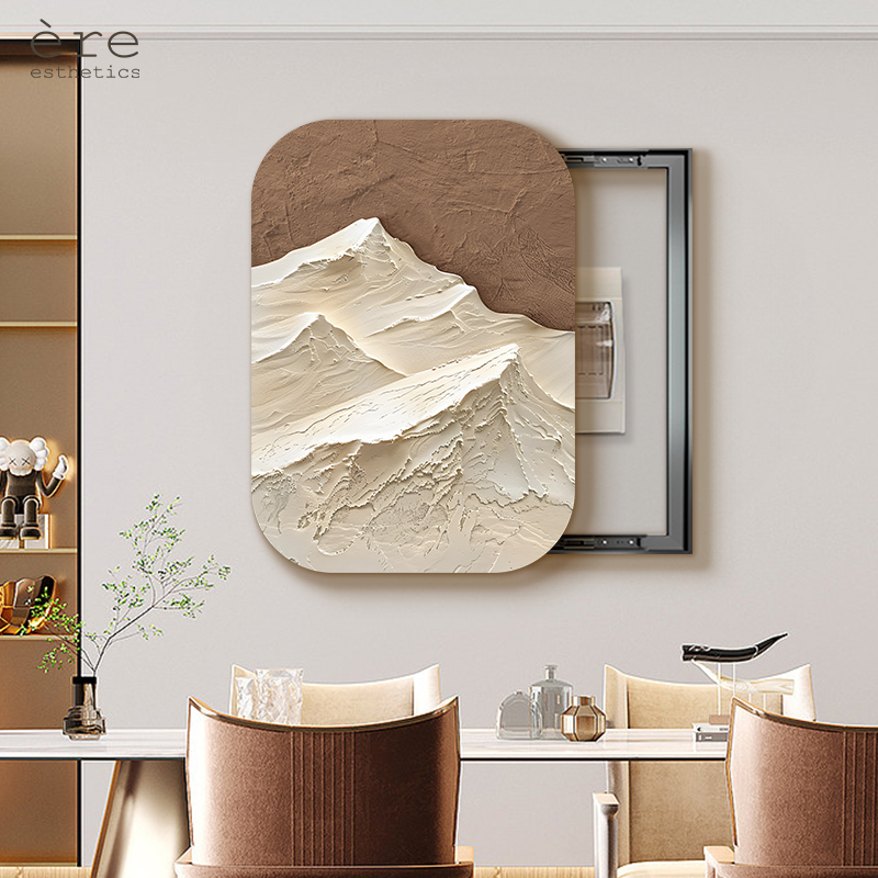 侘寂风电表箱装饰画背有靠山餐厅配电箱强L弱电箱遮挡挂画盖板竖