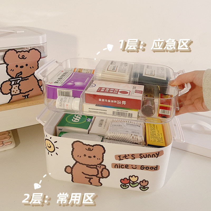 可爱药箱家庭装大容量家用医药箱多层药品收纳S箱居家药盒大小号
