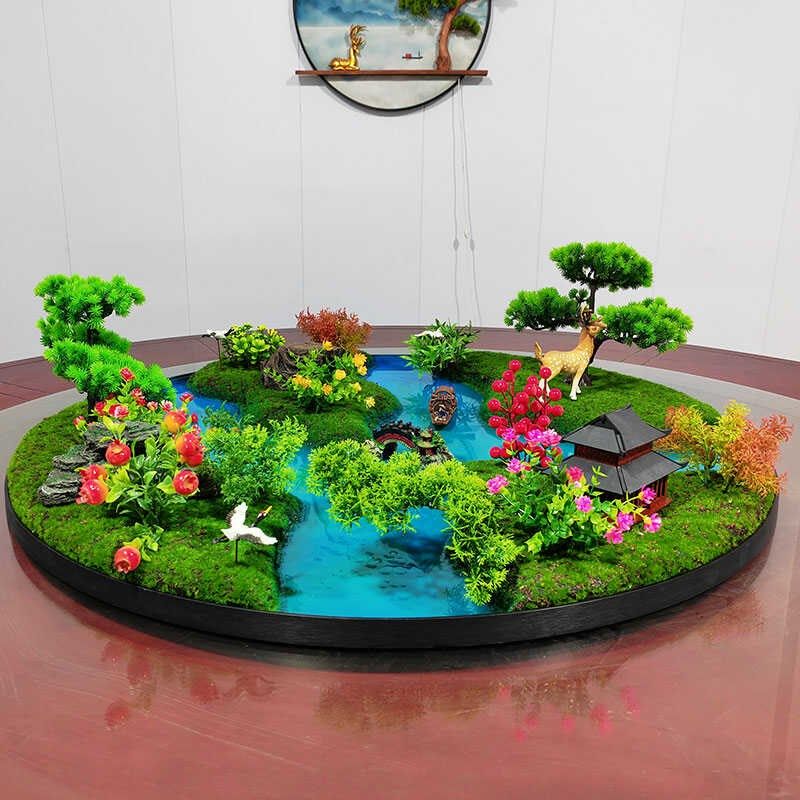 酒店餐桌中间转盘摆件桌花中式z圆形创意大圆桌摆花桌芯装饰品摆