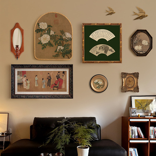 玉楼春中式国潮风组合装饰画复古B客厅沙发背景墙挂画玄关卧室壁