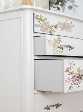 《万物皆可贴》法式复p古木兰花旧柜子翻新贴灯具家具DIY改造墙贴
