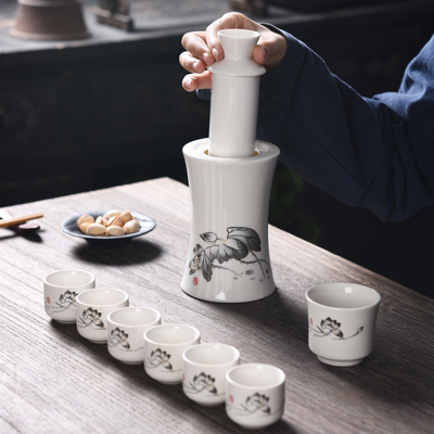 陶瓷酒具套装烫酒壶白酒杯v酒壶温酒壶烈酒杯分酒器温酒器小酒盅