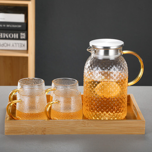 家用玻璃凉水壶水杯套装耐热高y温冷水壶茶壶大容量凉白开玻璃壶
