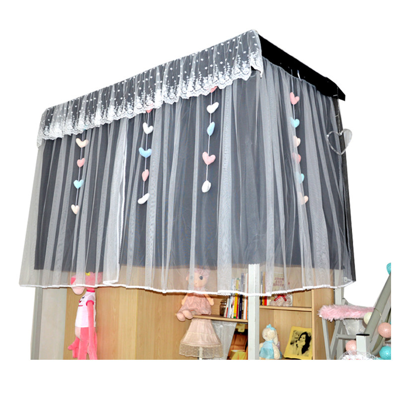 公主风遮光床帘大学生上铺下铺宿舍女生寝室韩式纱帘Y田园蕾丝床