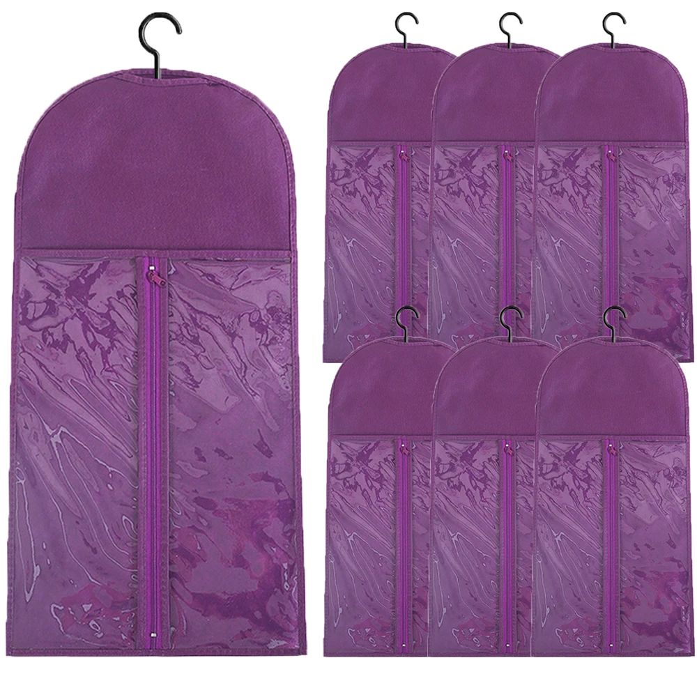 6/3/2/1PCS Purple Non-Woven Dust Proof Wigs Carrier Bags lon