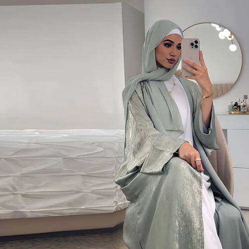 Shiny Party Abay Batwing Satin Open Kimono Dubai