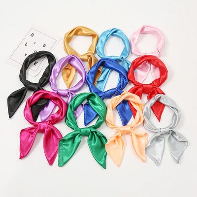 60*60cm Satin Square Scarf Women Candy Color Neckerchief Sil