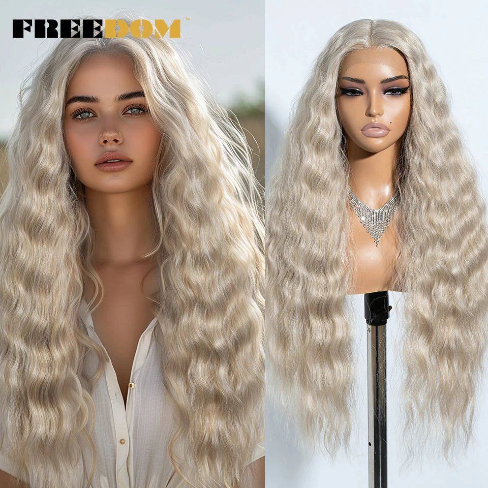 FREEDOM Curly Synthetic Lace Front Wigs For Women 30 inches