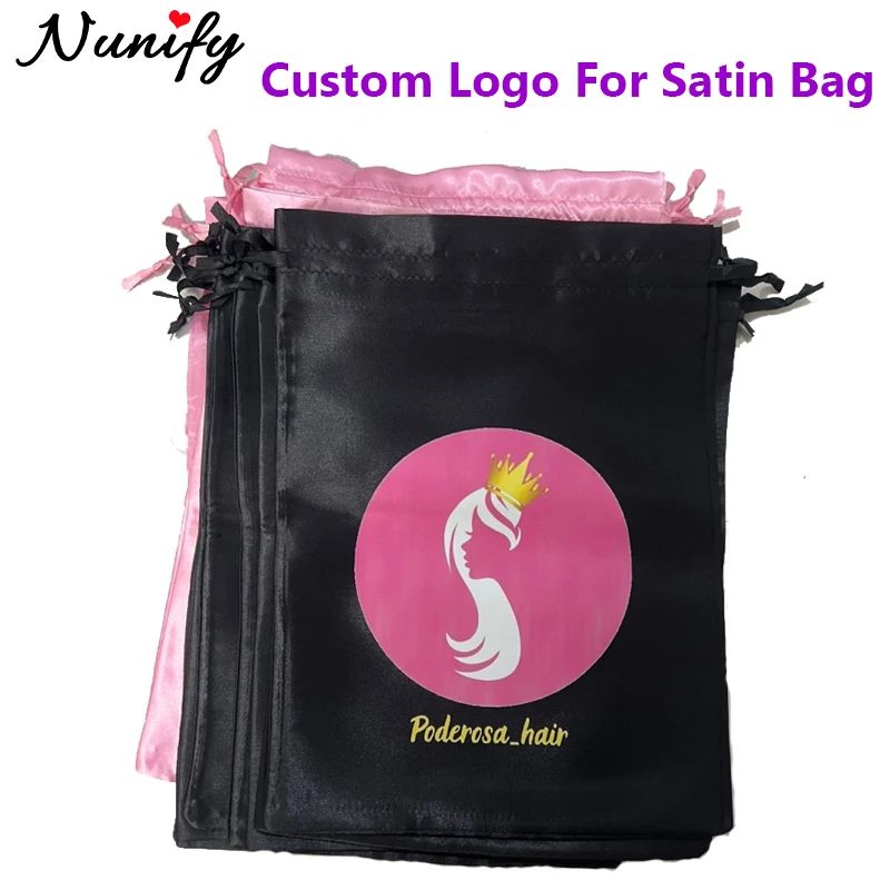 Satin Bag Custom Logo 10pcs Wig Packaging Bags For Business