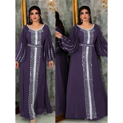 Abay Muslim Women Party Dresses Chiffon Sequins Jalabiya Ram