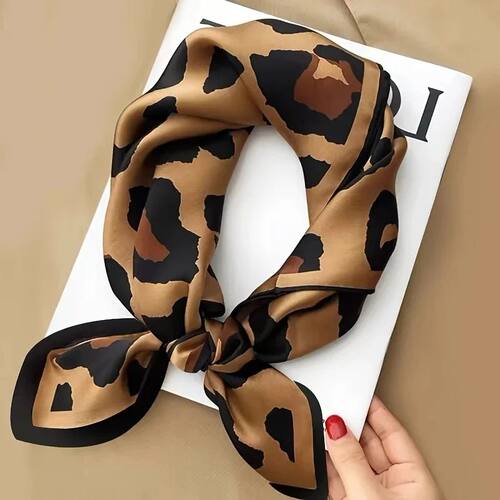 Luxury Brand Women Leopard Print Square  Scarf Soft Satin Si