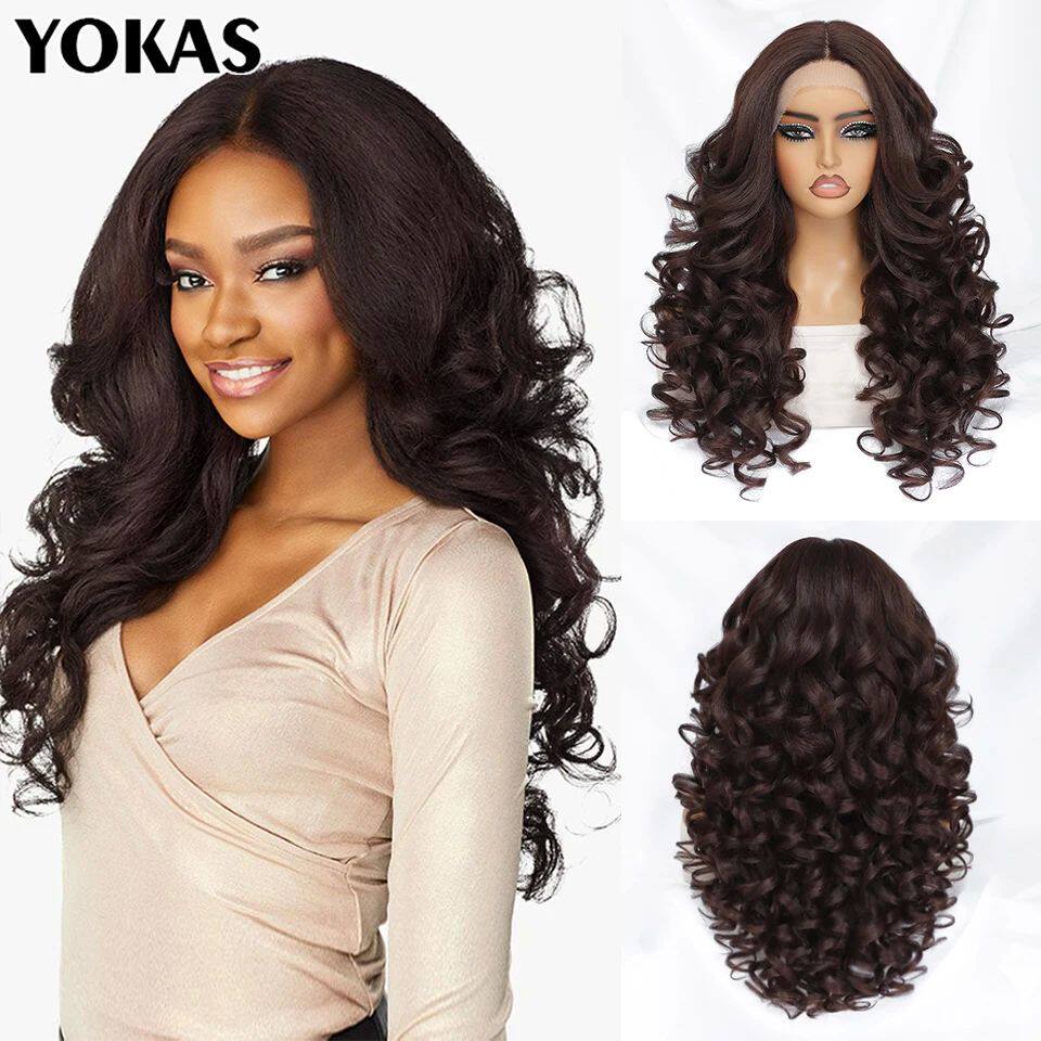 24 Inch Synthetic Lace Front Wigs For Black Women Curly Afro