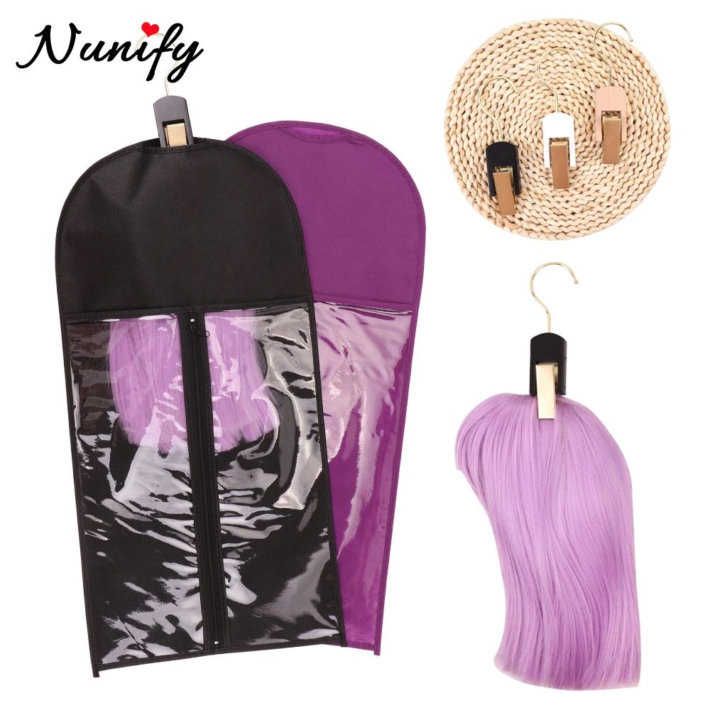 Nunify 1pcs Non Woven Wig Bag And 1pcs Hanger Clip For Wig S