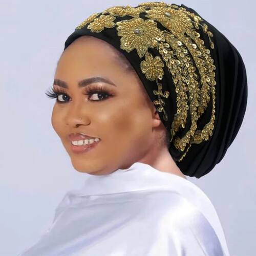 African Female Wrap Head Bonnet Muslim Turban Hat Lady Head