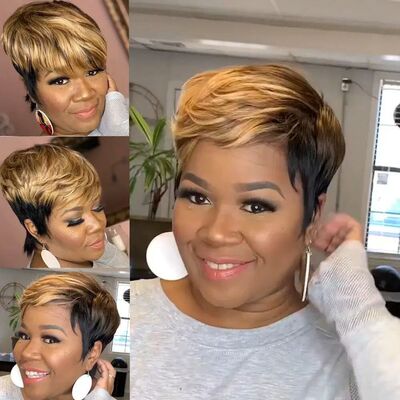 WIGERA  Highlight Synthetic Wigs Short Straight  Pixie Cut H