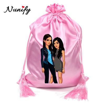 Portable Satin Bag With Tassel Custom Logo Hair Extensions B
