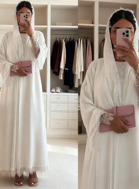 Women Abay Scarf Lace Sleeve Open Cardigan Dress 2026  Musli