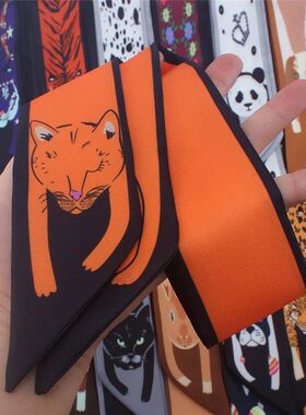 17 Colors Animal Print 2024 New Bag Skinny Silk Scarf For Wo