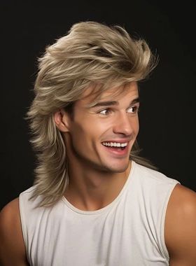 HAIRJOY Synthetic Hair Mullet Wigs for Men 70s & 80s Costume