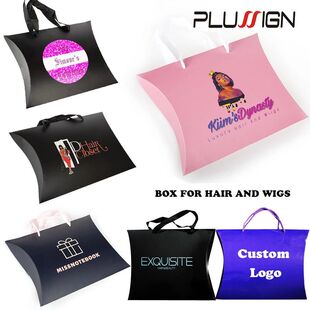 20Pcs Custom Logo Pillow Box Packaging For Wigs Paper Large