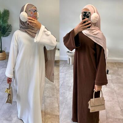 Muslim Abay for Women Corduroy Long Sleeve Maxi Dress