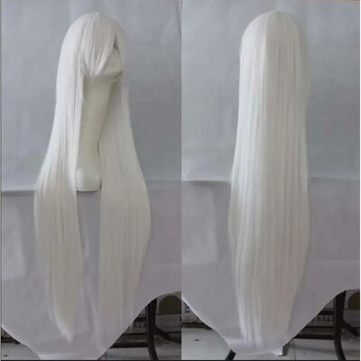 White Wig 100 CM/40 Inches Long Hairpiece Synthetic Heat Res
