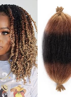 Pre Separated Springy Afro Twist Hair Ombre Blonde Brown 18