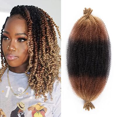 Pre Separated Springy Afro Twist Hair Ombre Blonde Brown 18