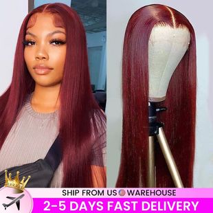 13x6 HD Lace Front Wig Human Hair Wigs 99J Red Burgundy Colo