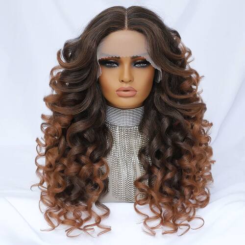 Black Brown Curly Wig Synthetic Lace Front Wigs For Women Bl