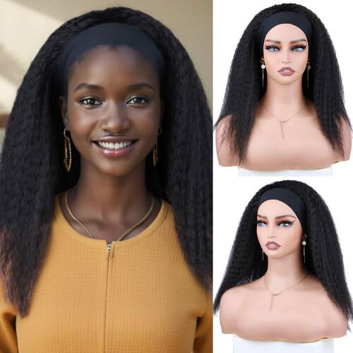 Short Kinky Straight Synthetic Wig High Puff Synthetic Hair