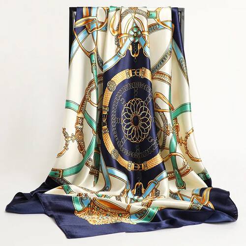 Handkerchiefs Hair Silk Scarf 90*90cm Print Satin Big Square