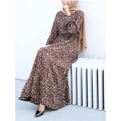 Spring Summer Female Solid Full Sleeve O-neck Casual Dress W
