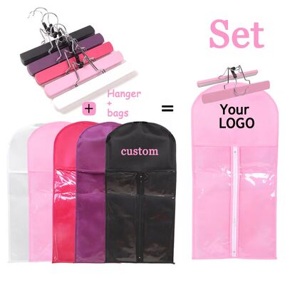 Custom Logo Or Brand Hair Extensions Bag With Wooden Hanger