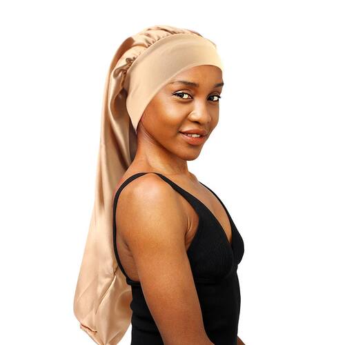 New Long Satin Bonnet Sleep Cap Women Silky Sleeping Cap Wit