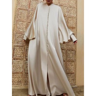 Muslim Clothing Split Floor Length Robe For Women Solid Colo