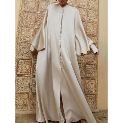 Muslim Clothing Split Floor Length Robe For Women Solid Colo