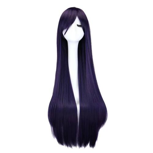 Long Straight Cosplay Wig Black Purple Black Red Pink Blue D