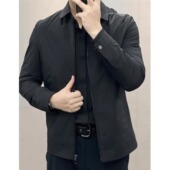 商务轻薄翻领拉链夹克外套百搭休闲弹力显瘦上衣 轻奢男士 春季 新款