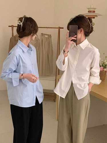 衬衫爆款绝美漂亮蓝色春秋高级感